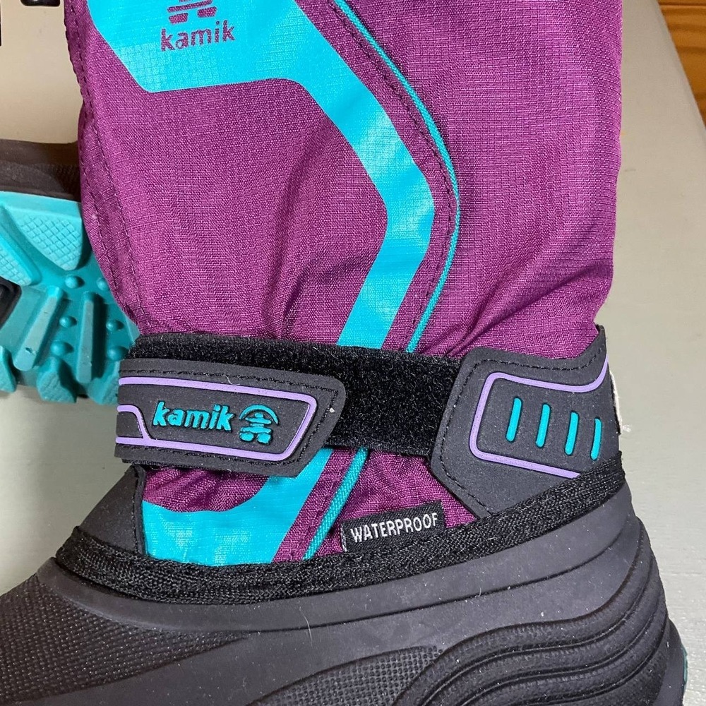 Kamik Youth Snowcoast 3 Snow Boots Purple & Teal Winter Easy‎ On/Off Size 13 - Picture 14 of 16